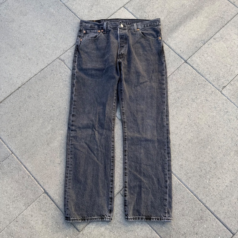 Levis 501 Original Fit Jeans Washed Black Straight Leg Denim Mens 34x30